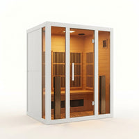 2 Person Extendable FAR Infrared Sauna for Home, Hemlock Wood Low EMF 6 Carbon Heaters Indoor Saunas with LED Lights, Bluetooth Speaker, Digital Control Panel, and Seating Bench — Studio Shot