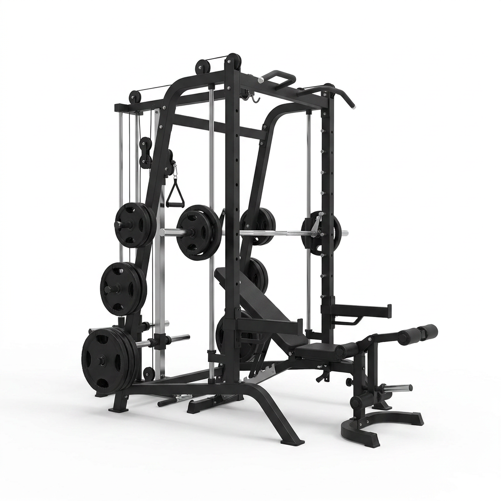 Home Gym Smith Machine Cable Crossover Weightlifting Sports Training — Studio Shot