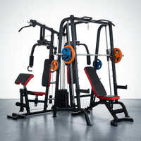 Home Gym Smith Machine with 138LB Weight Stack, Leg Press & LAT Station for Full Body Workouts — Studio Shot