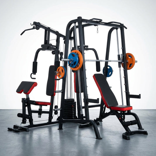 Home Gym Smith Machine with 138LB Weight Stack, Leg Press & LAT Station for Full Body Workouts — Studio Shot