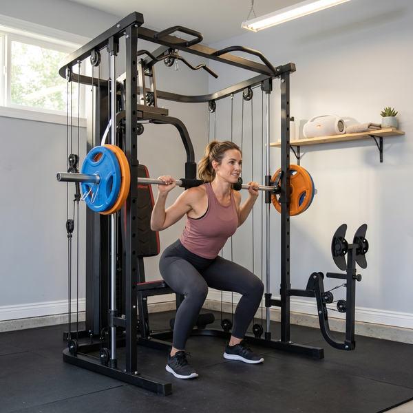 Home Gym Smith Machine with 138LB Weight Stack, Leg Press & LAT Station for Full Body Workouts